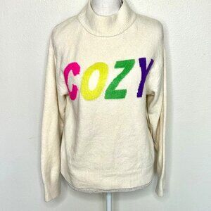 NEW A New Day Sweater COZY Spellout Preppy Soft Colorful Sz S Oversized
